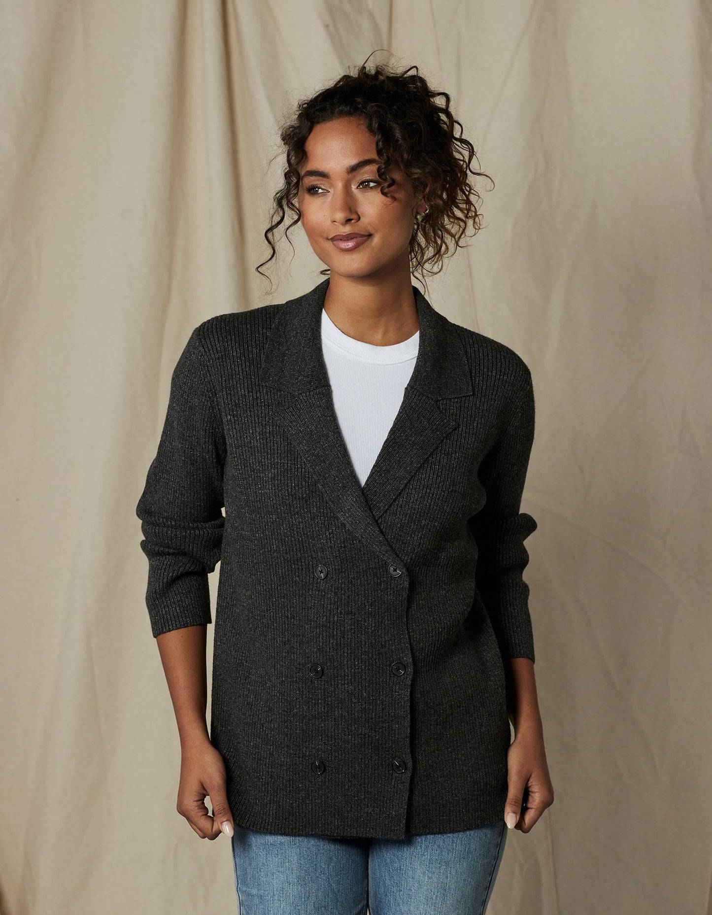 Dillon Knit Blazer in Charcoal