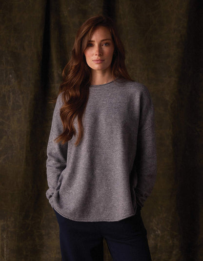 Marianna Crewneck Sweater in Dark Grey