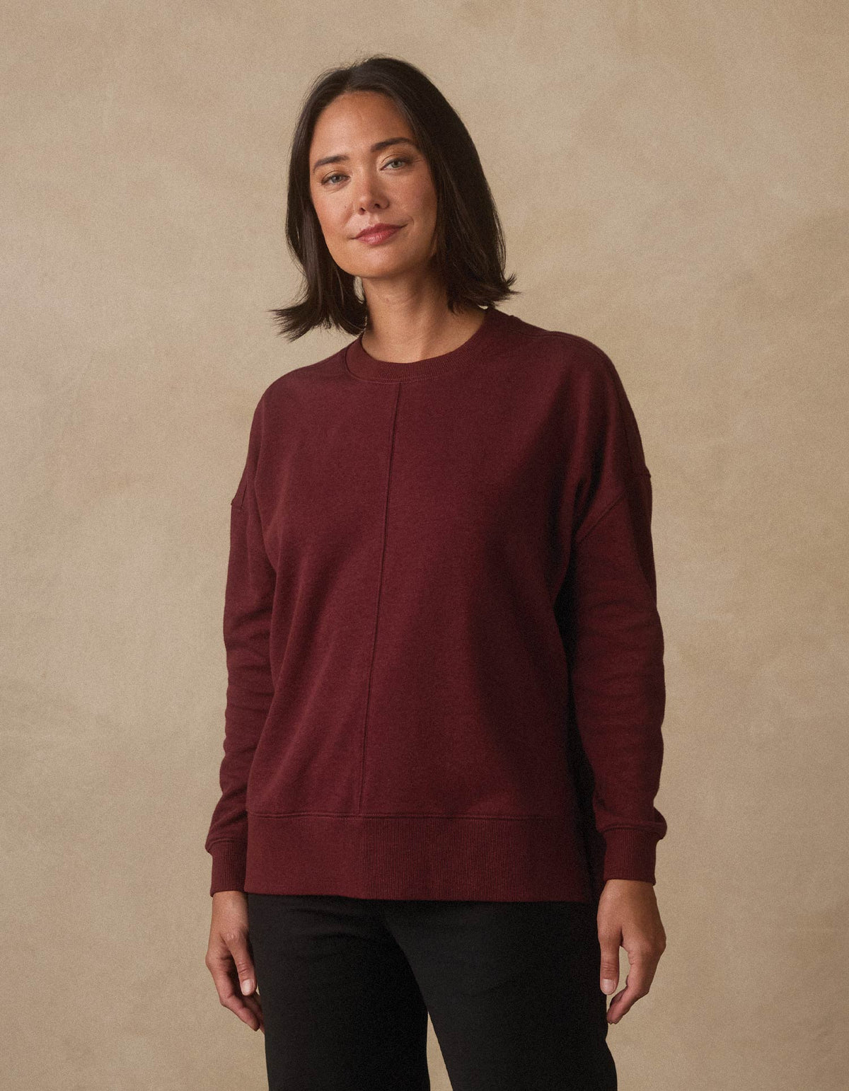 Fleece Puremeso Splitside Pullover in Port Wine