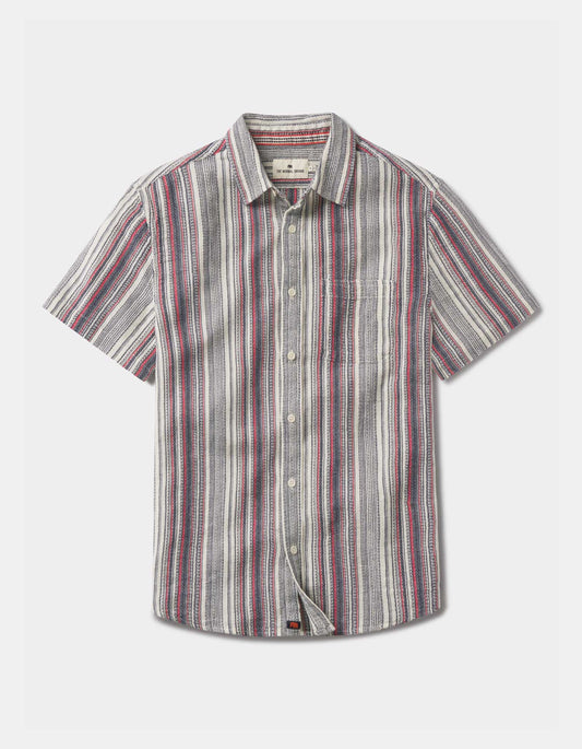 Freshwater Short Sleeve Button Up Shirt in Americana Stripe