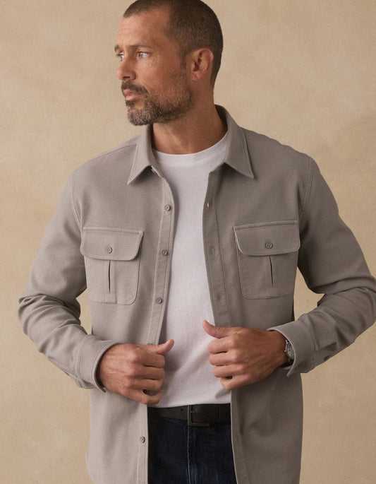 Comfort Terry Shirt Jacket in Greystone