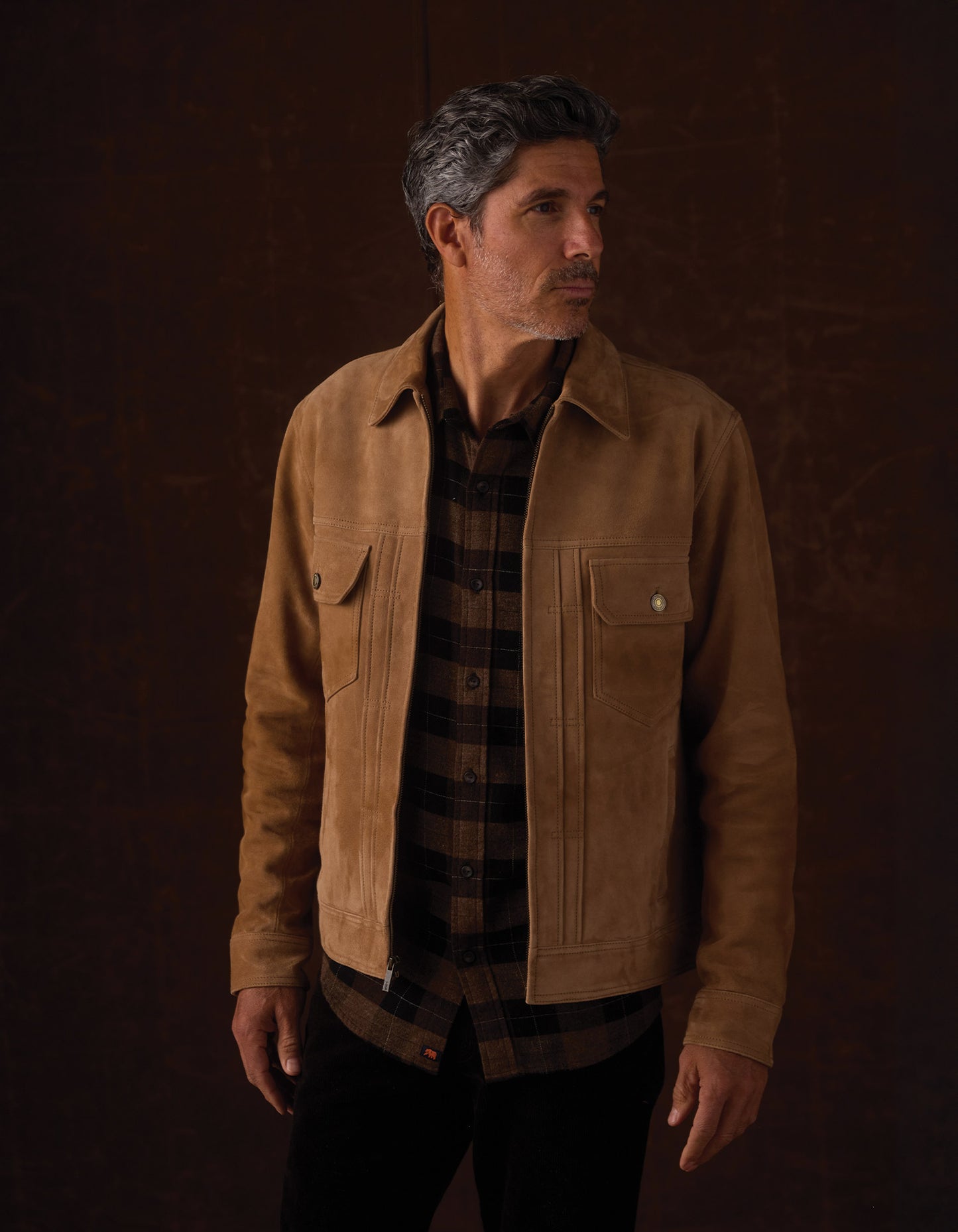 Anthony Suede Type 2 Trucker in Toasted Chestnut