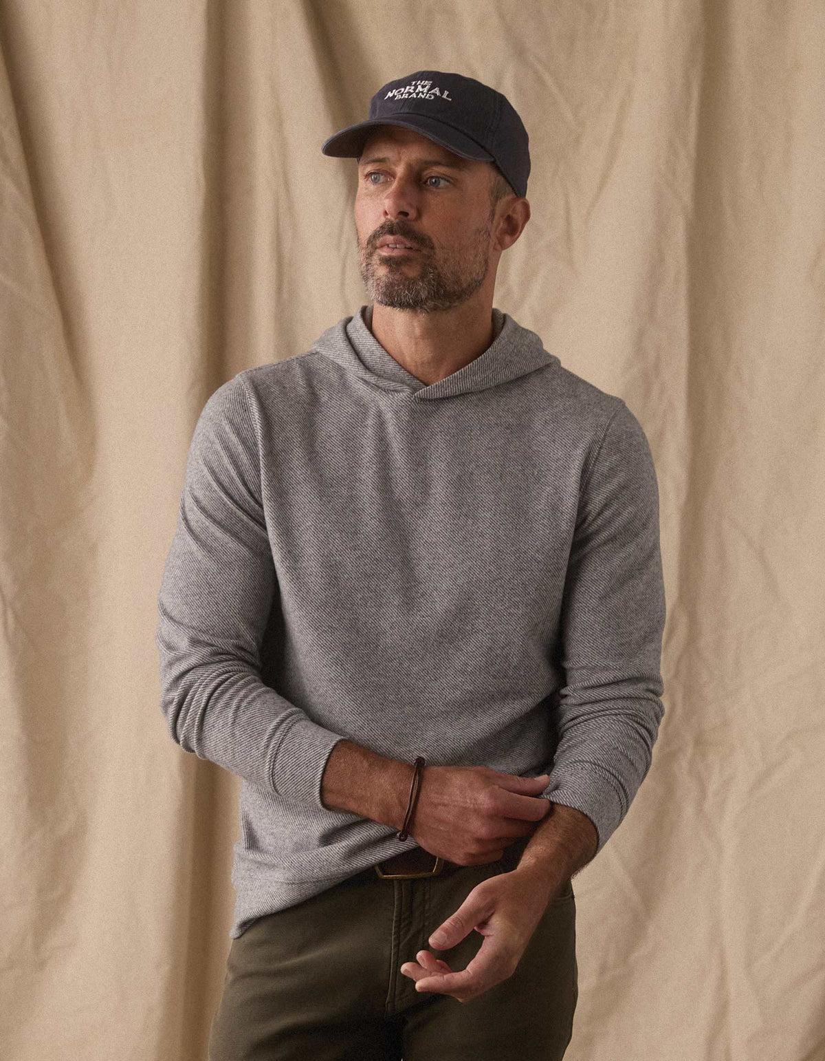 Brushed Textured Knit Hoodie in Graphite