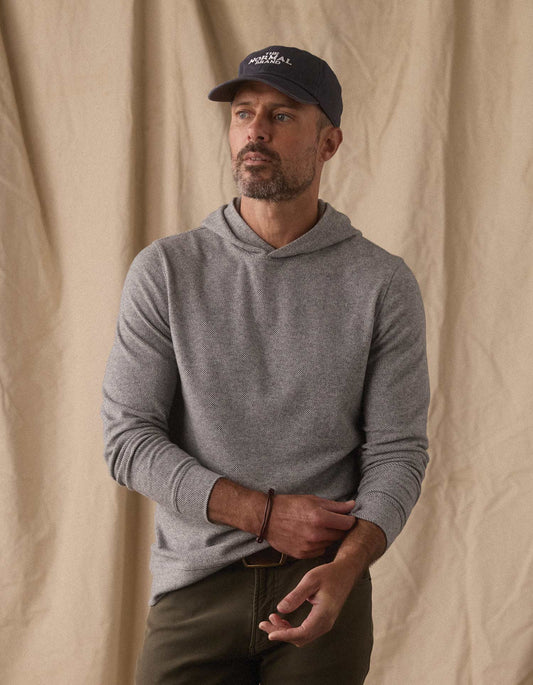 Brushed Textured Knit Hoodie in Graphite