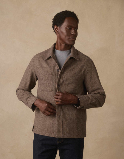 Houndstooth Overshirt in Khaki Multi
