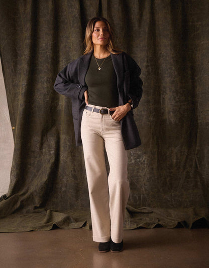 Comfort Terry Wide Leg Pant in Birch