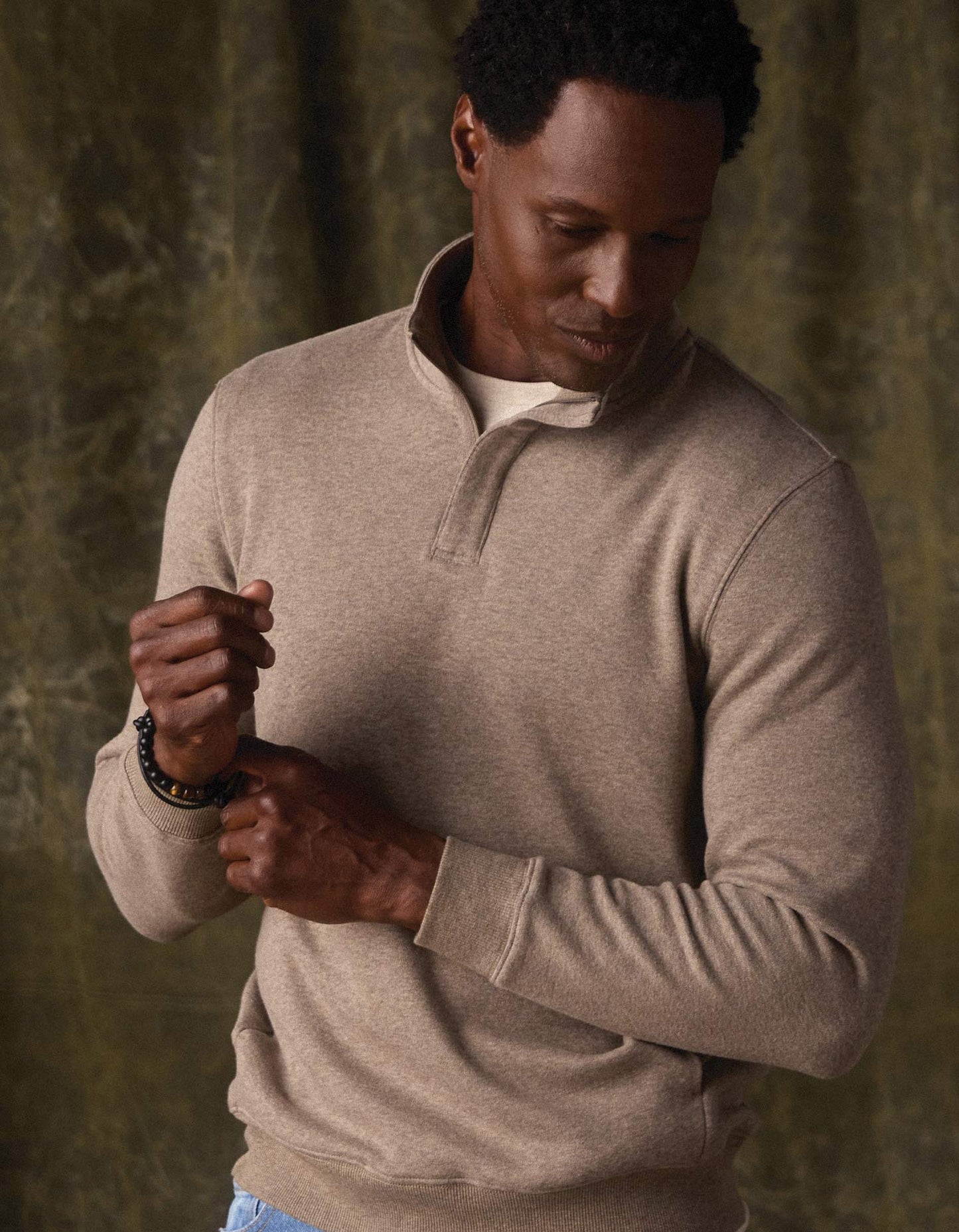 Fleece Puremeso Quarter Zip in Dark Taupe