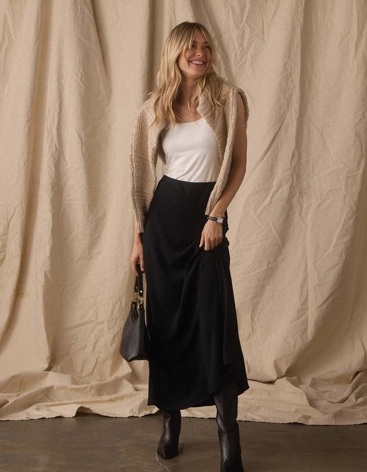 Rose Midi Skirt in Black