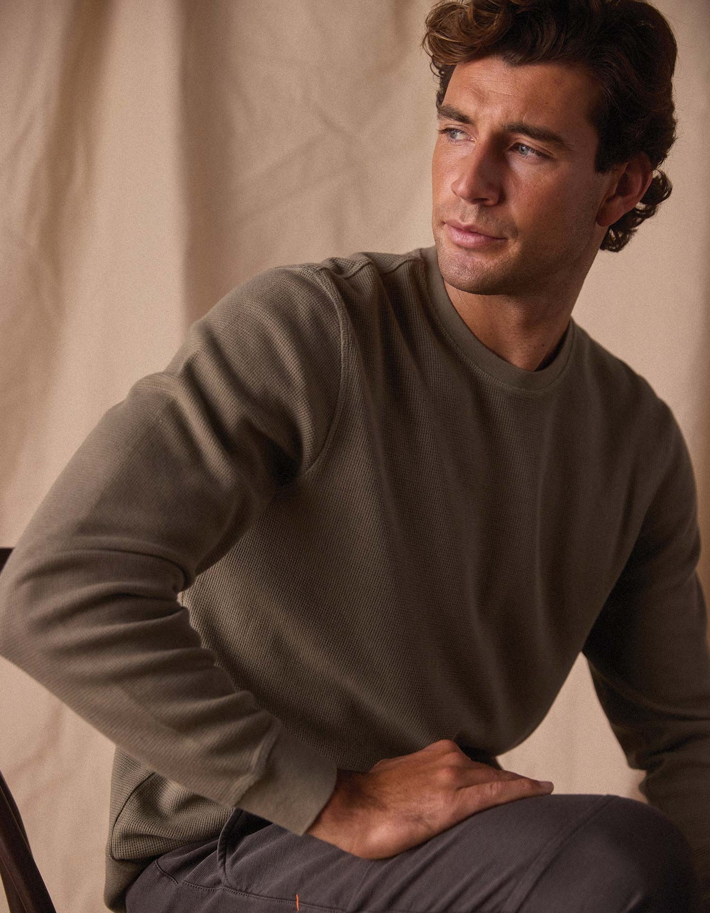 Vintage Thermal Crew in Moss