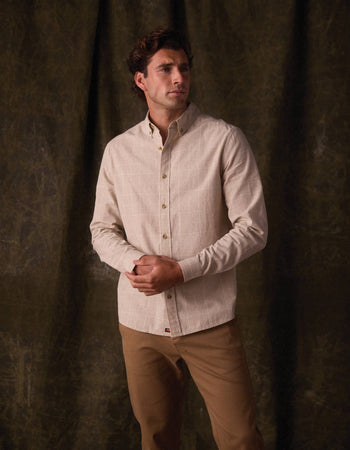 Nikko Classic Button Up in Tan Plaid