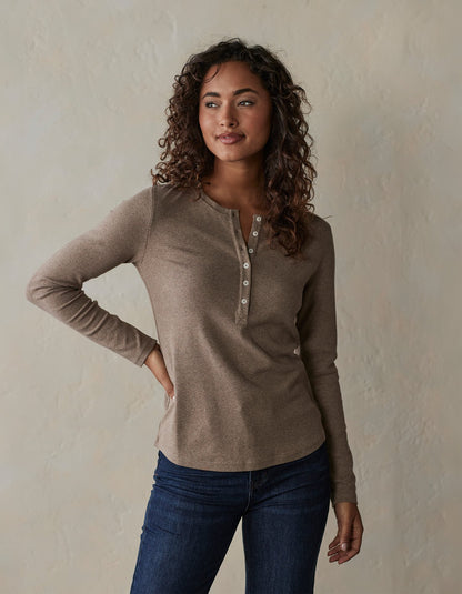 Women's Puremeso Henley in Taupe