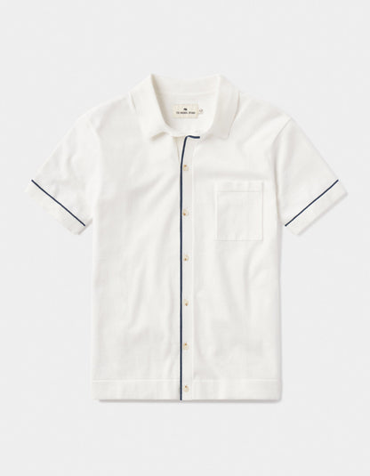 Robles Knit Button Down in Navy-White