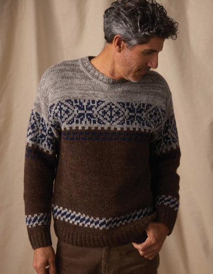 Fair Isle Crew in Brown Multi
