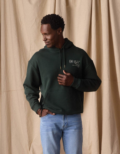 Normal Fleece Graphic Hoodie in Varsity Green