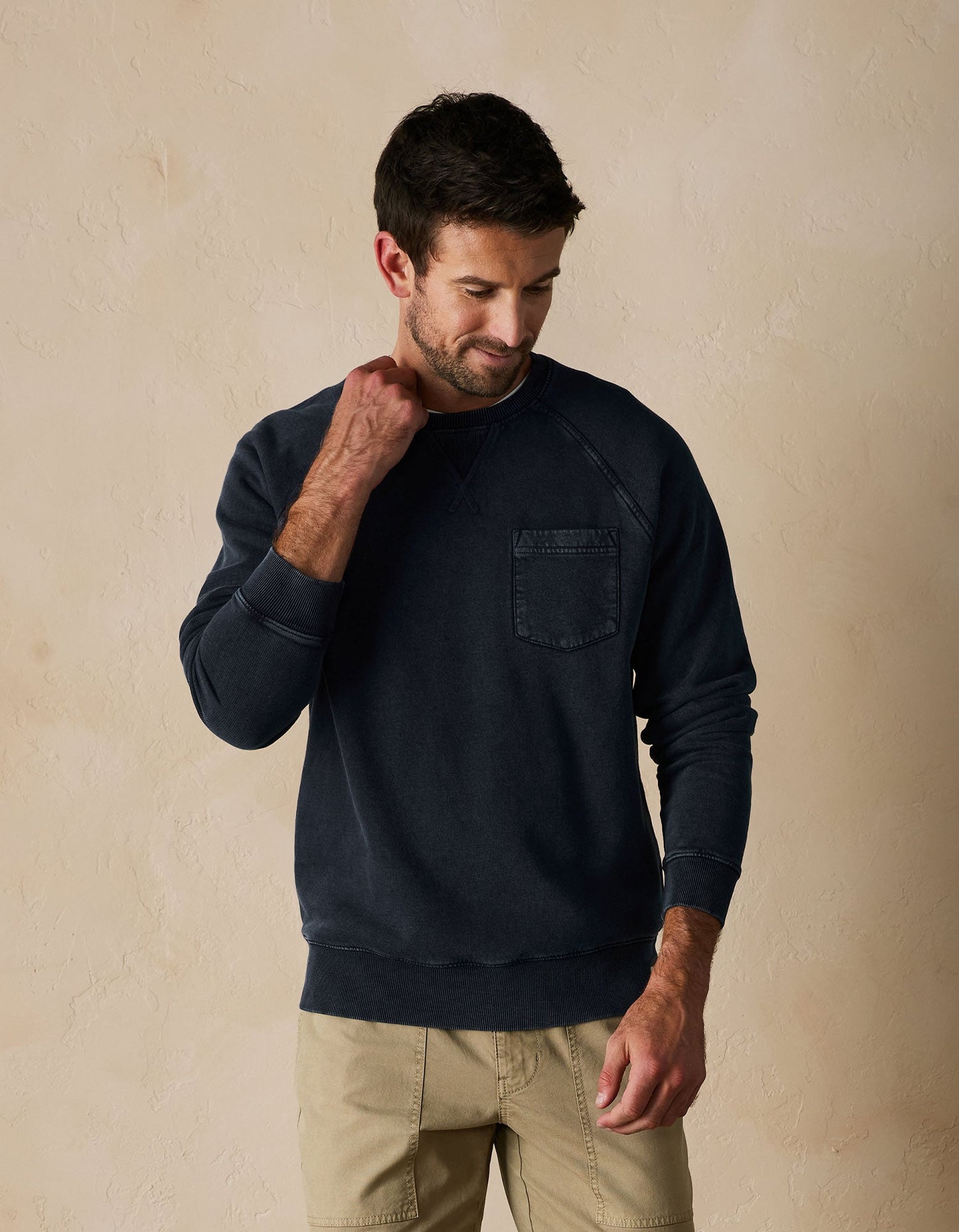 Jackie Premium Fleece Pocket Crew in Dark Indigo