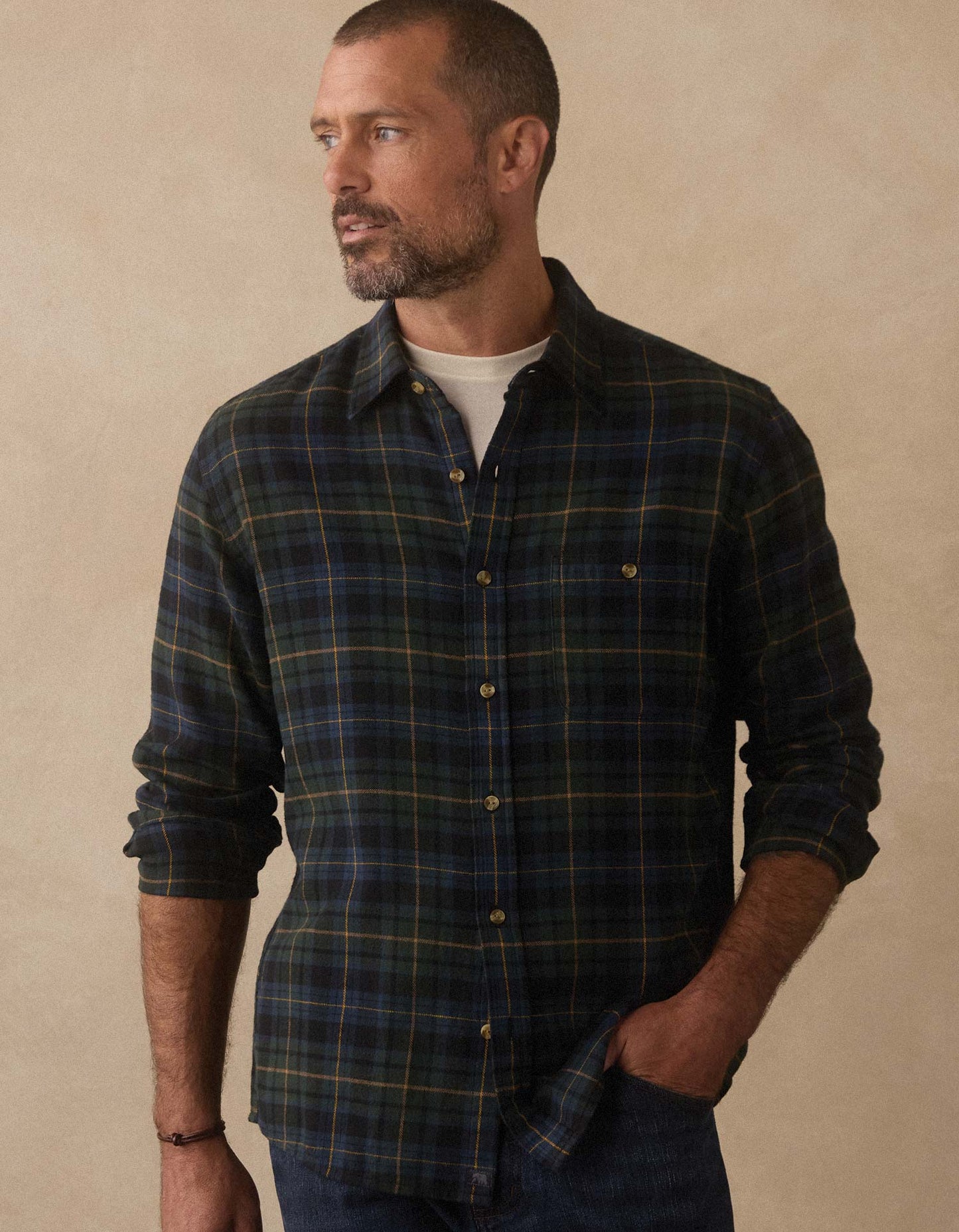 Hudson Double Brushed Flannel in Clover Plaid