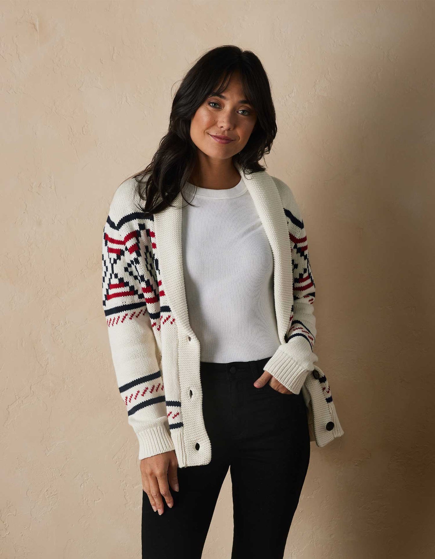 Alpine Heritage Cardigan in Cream Multi