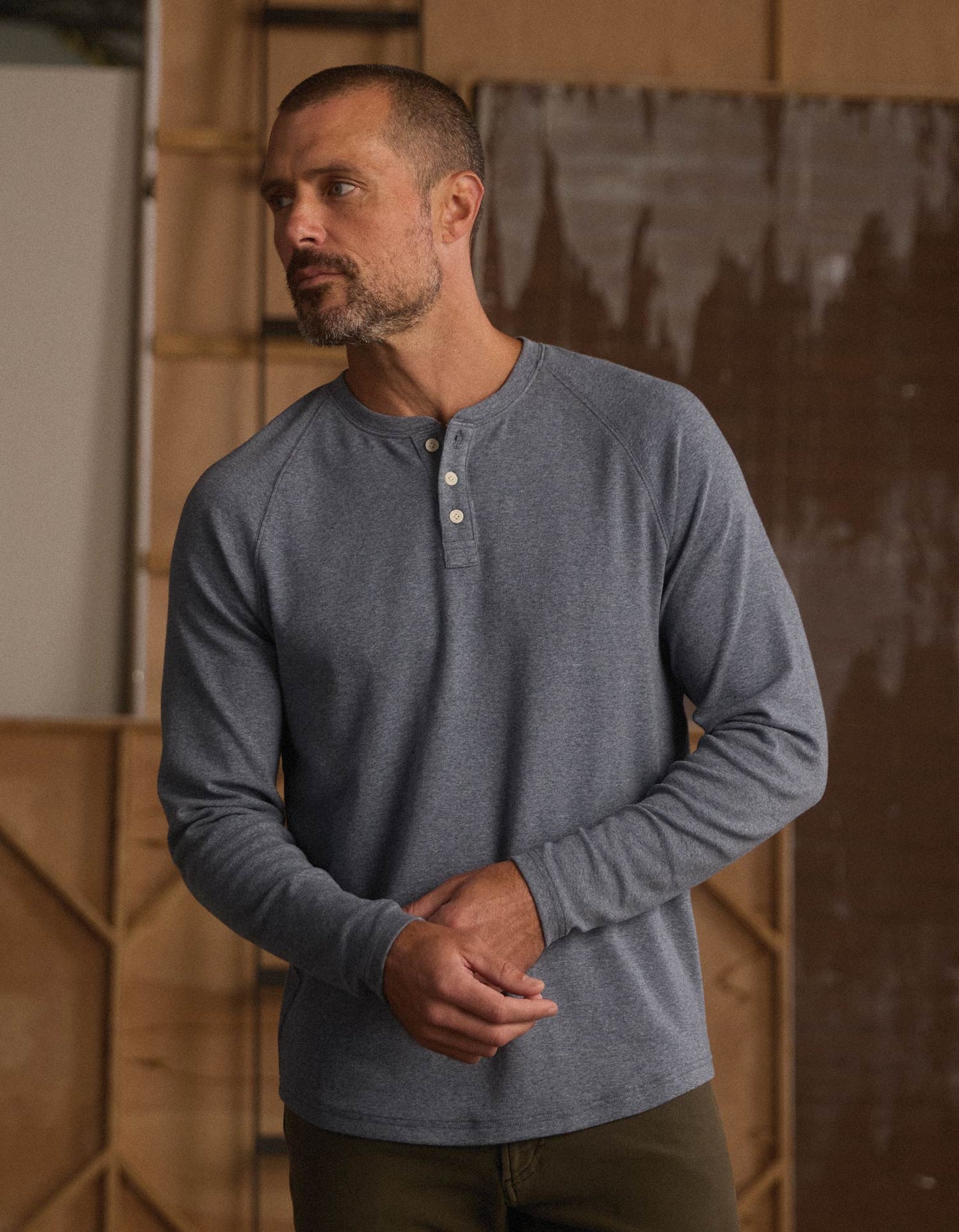 Puremeso Everyday Henley in Bluestone