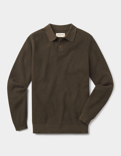 Robles Knit Waffle Stitch Polo in Alpine