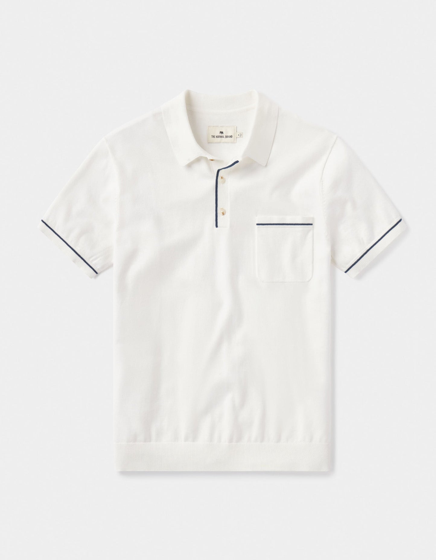 Robles Knit Polo in Cream-Navy Laydown