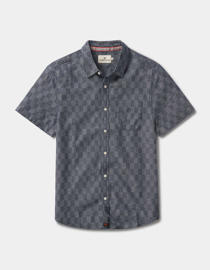 Freshwater Short Sleeve Button Up Shirt in Summer Navy Check