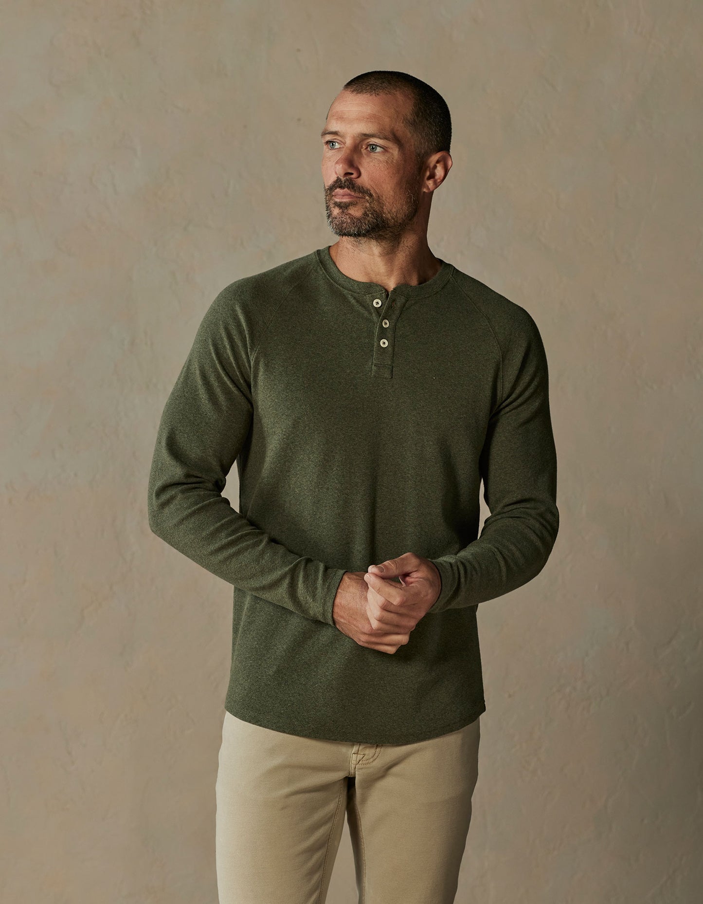 Puremeso Everyday Henley in Oakmoss