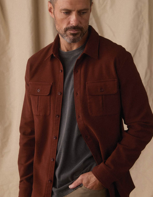 Comfort Terry Shirt Jacket in Spiced Brandy