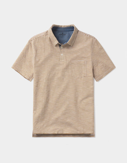 Vintage Slub Pocket Polo in Bronze Stripe