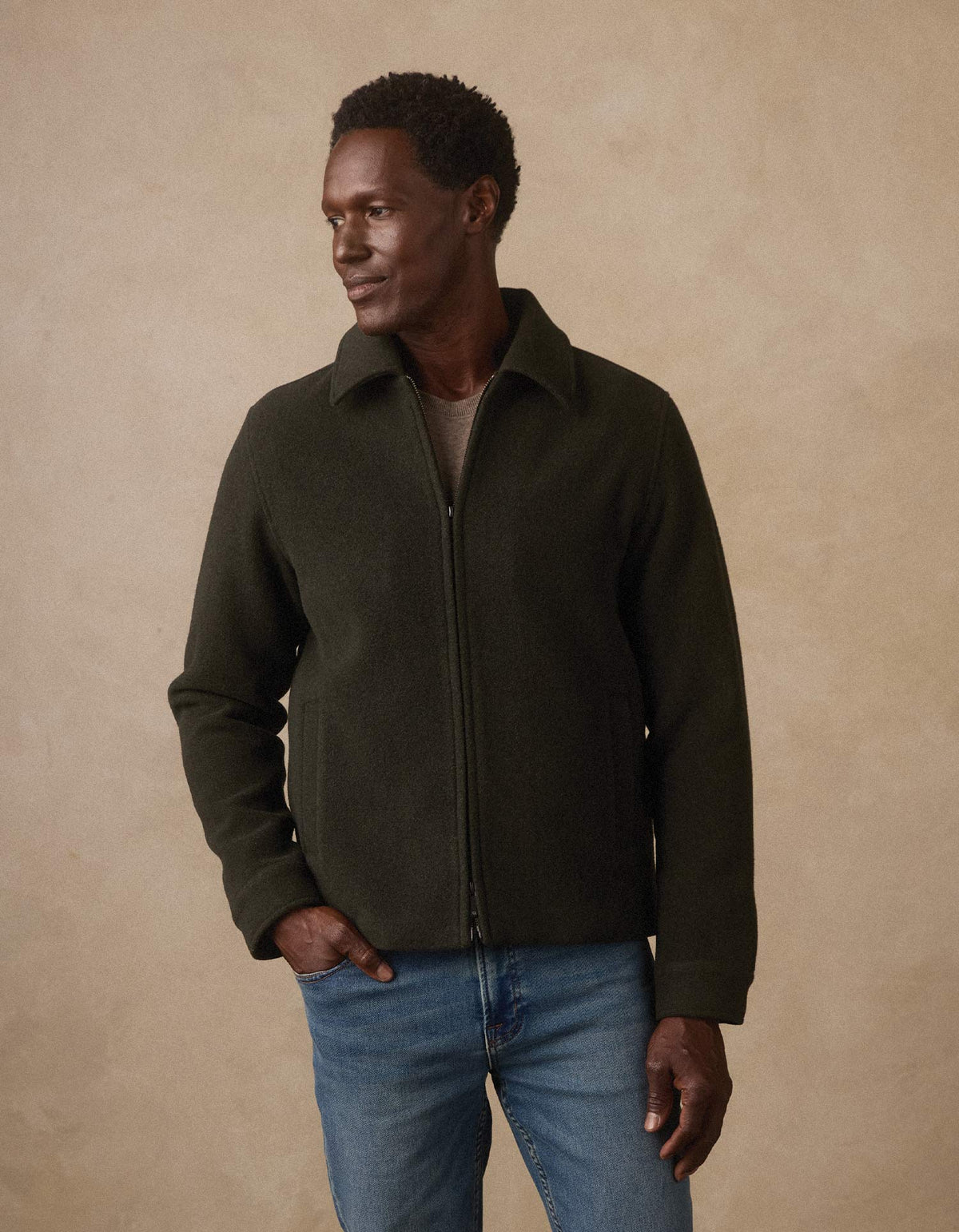 Harrison Felted Wool Jacket in Forest