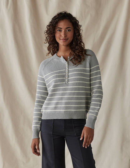 Josefine Henley Sweater in Grey Stripe