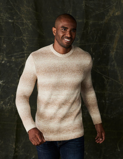 Ombre Crewneck Sweater in Tan