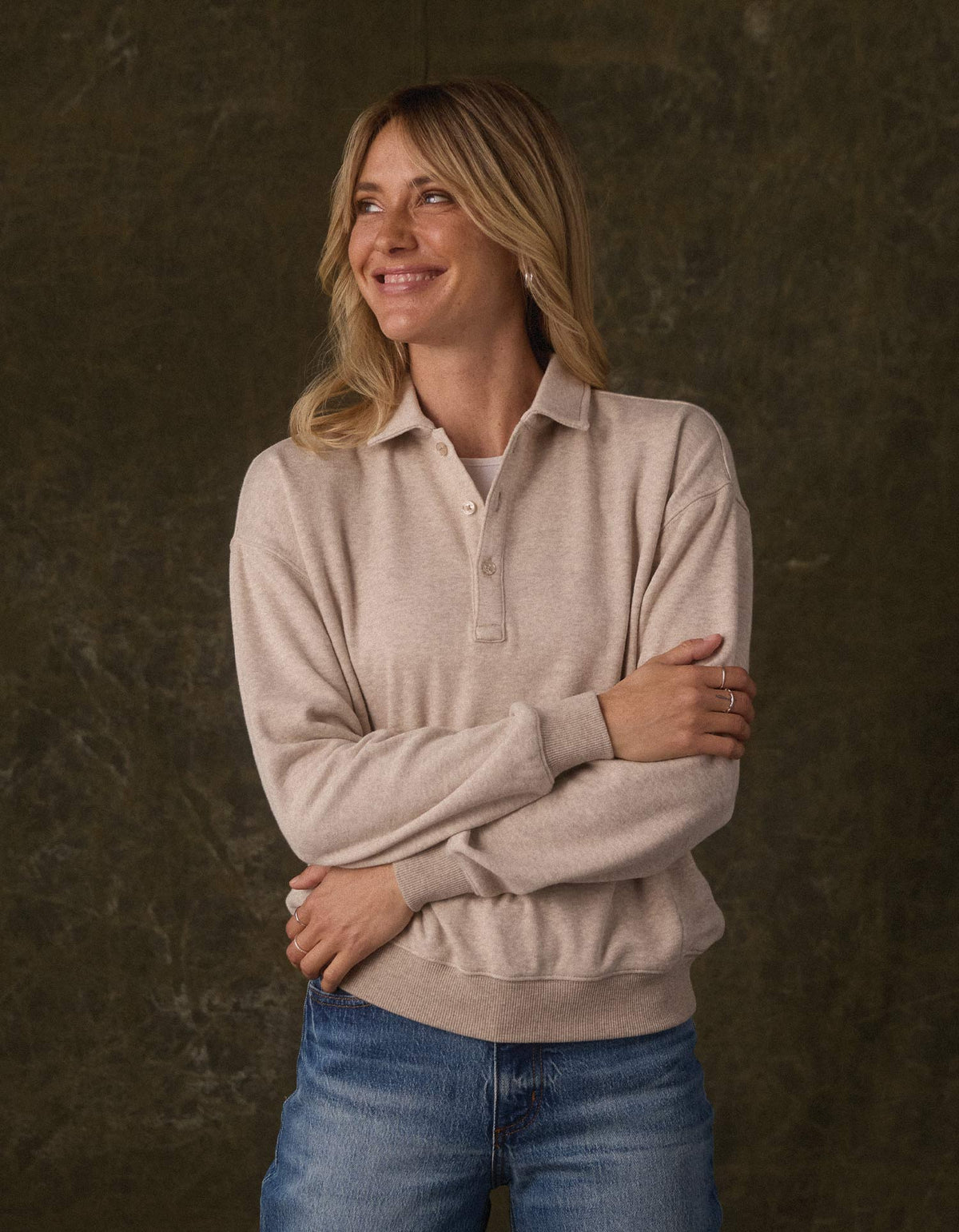 Women's Fleece Puremeso Polo Popover in Fawn