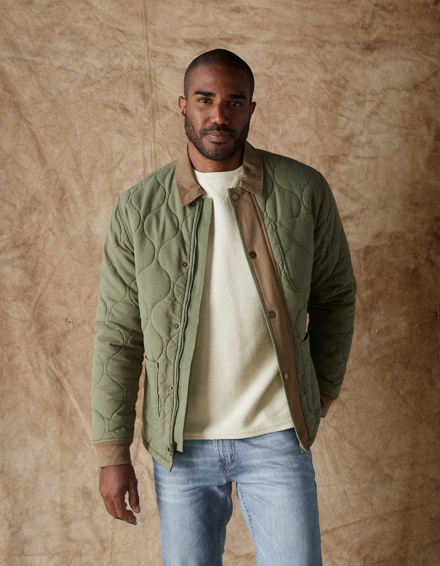 James Canvas Liner Jacket in Moss/Cedar