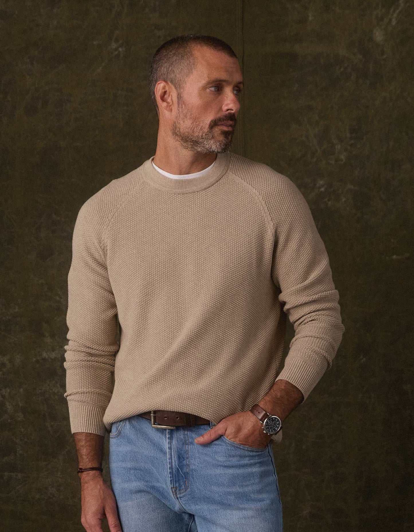 COOLMAX® Textured Crewneck Sweater