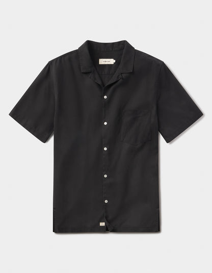 Sueded Costa Resort Shirt in Black