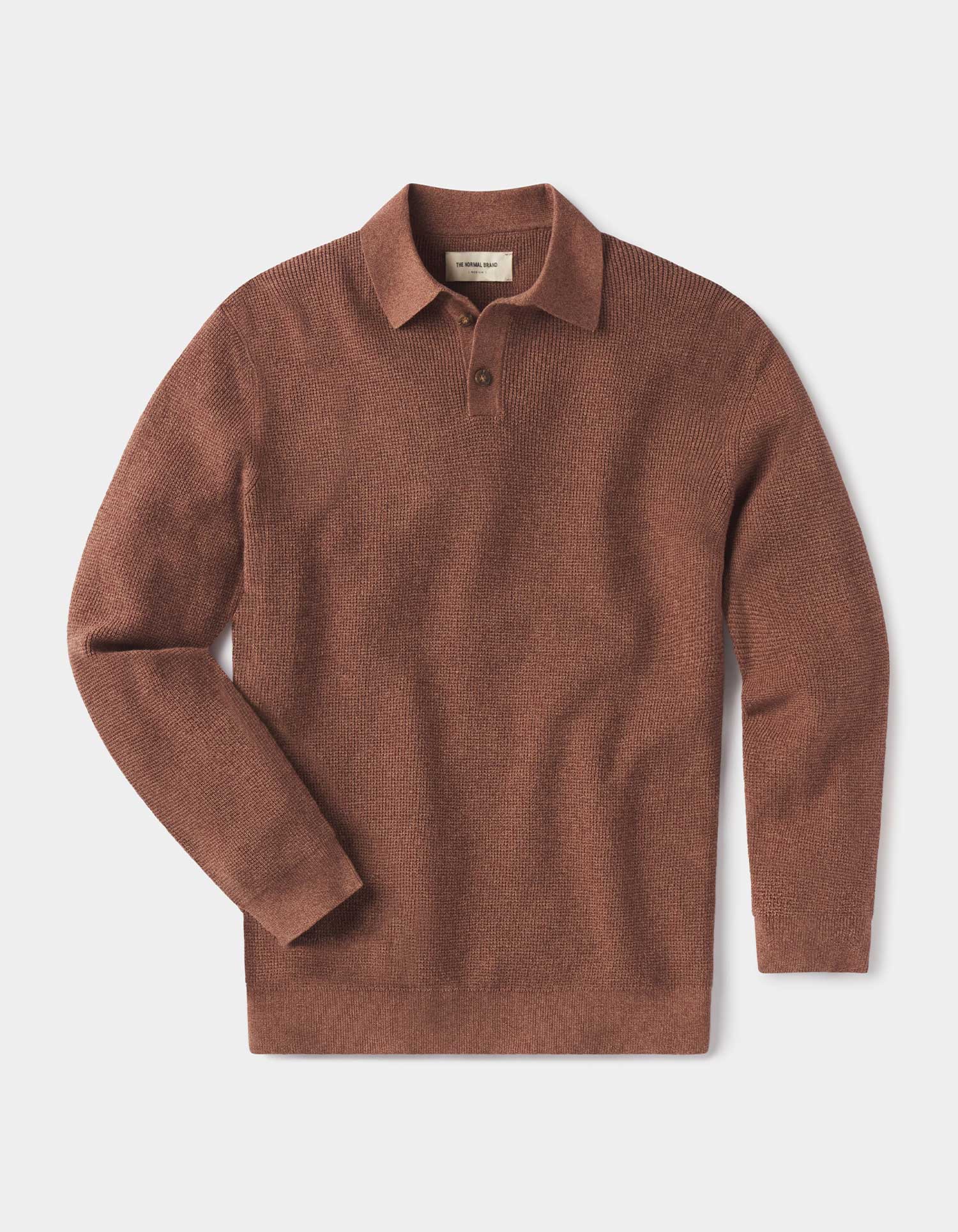 Robles Knit Waffle Stitch Polo Heather Brown