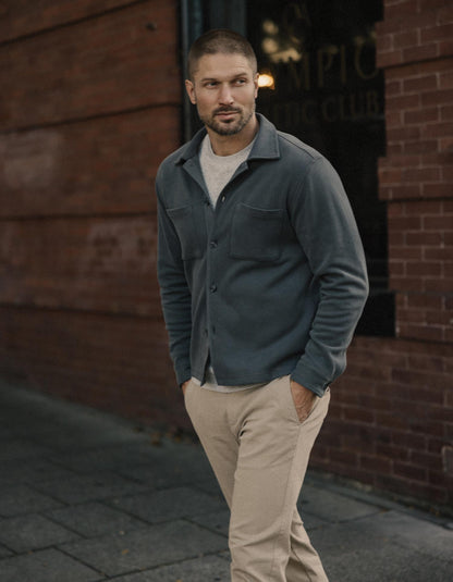 Peached Flat Knit Overshirt in Shadow