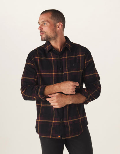 Hudson Double Brushed Flannel in Black Plaid