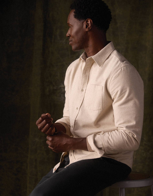 Fairbanks Brushed Chamois Button Up in Fossil