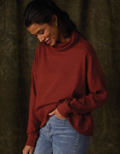 Puremeso Funnel Neck Pullover in Terracotta