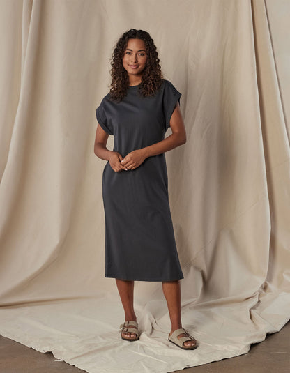 Lennox Jersey Midi T-Shirt Dress in Phantom