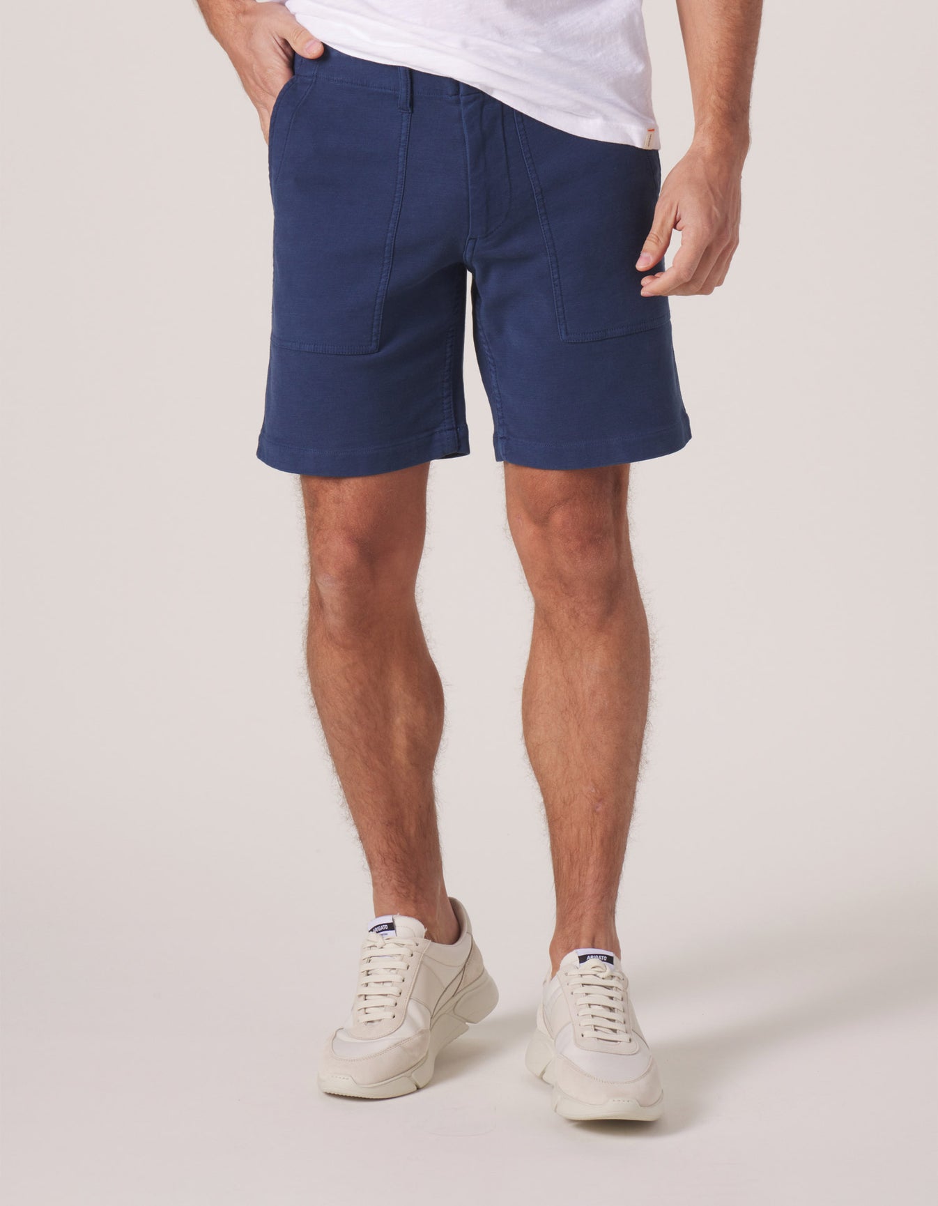 TERRY SHORT WITH CONTRAST STRIPE LOGO CAPSULE - ICE BLUE