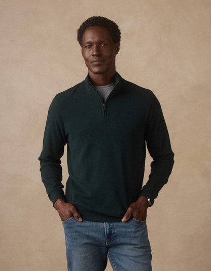 Puremeso Weekend Quarter Zip in Emerald