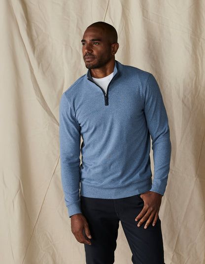 Puremeso Weekend Quarter Zip in Slate Blue