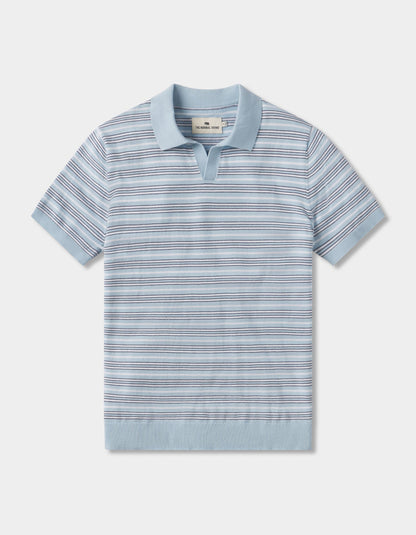 Robles Striped Polo in Clear Sky Stripe