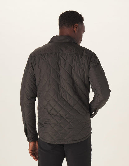 Quilted Sherpa Lined Shacket in Dark Forest