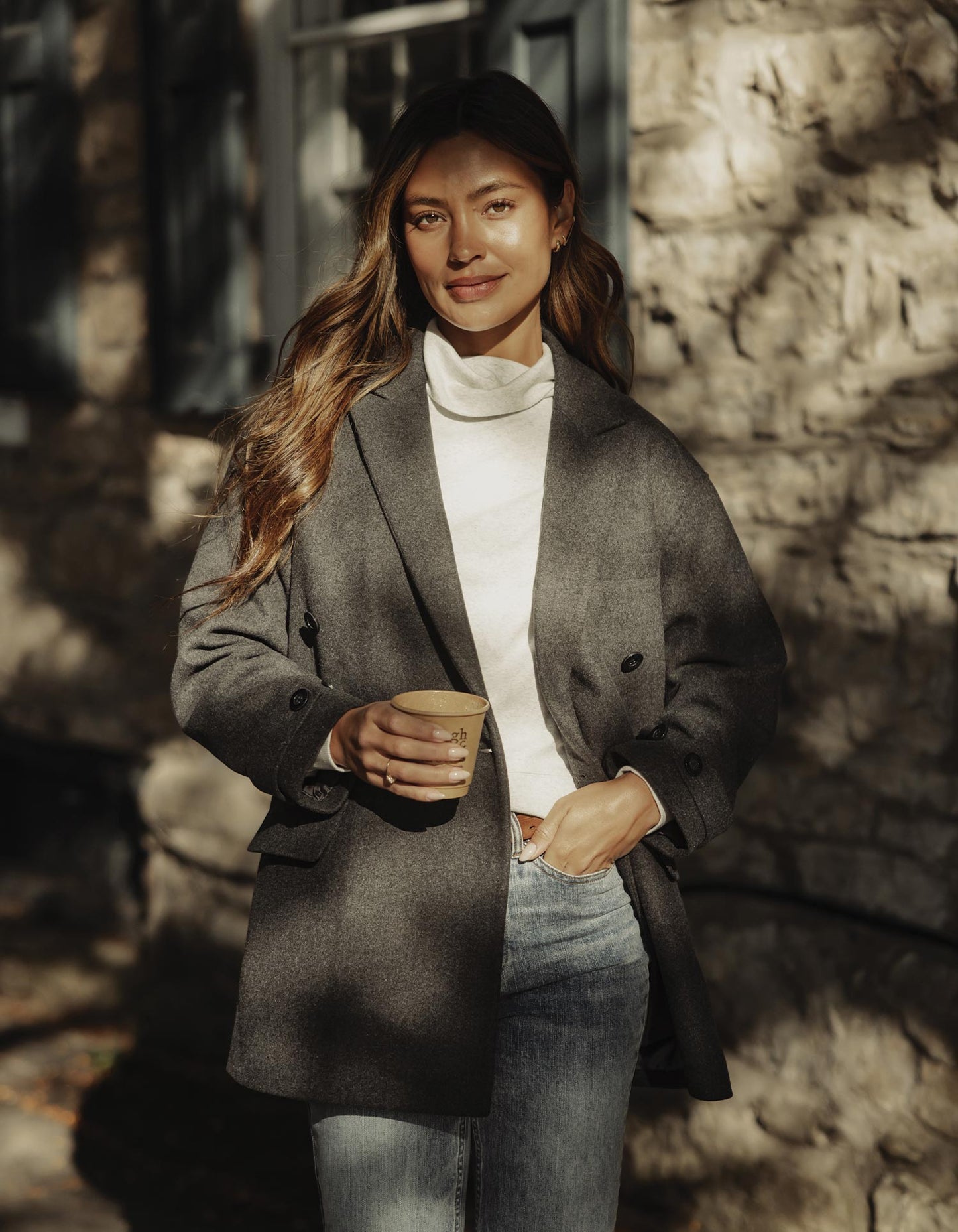 Oversized Blazer Jacket in Charcoal