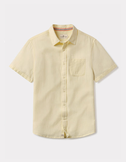 Freshwater Short Sleeve Button Up Shirt in Summer Yellow Check