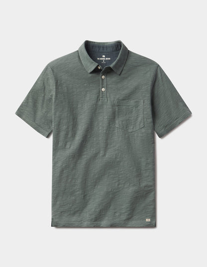 Vintage Slub Pocket Polo in Mediterranean Green