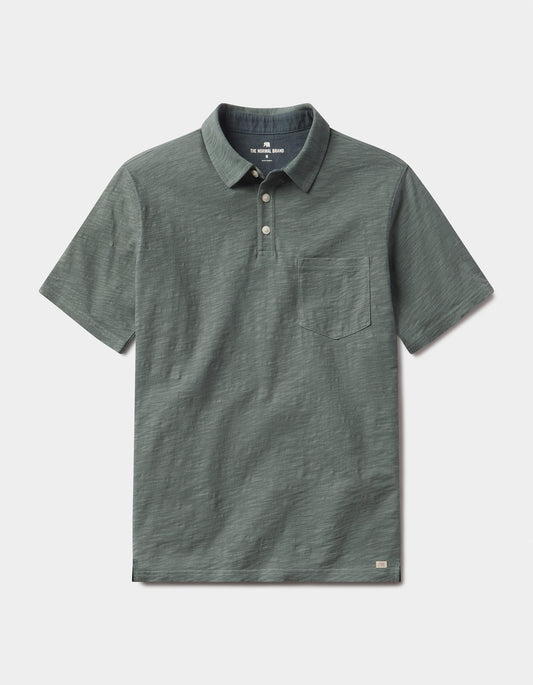 Vintage Slub Pocket Polo in Mediterranean Green